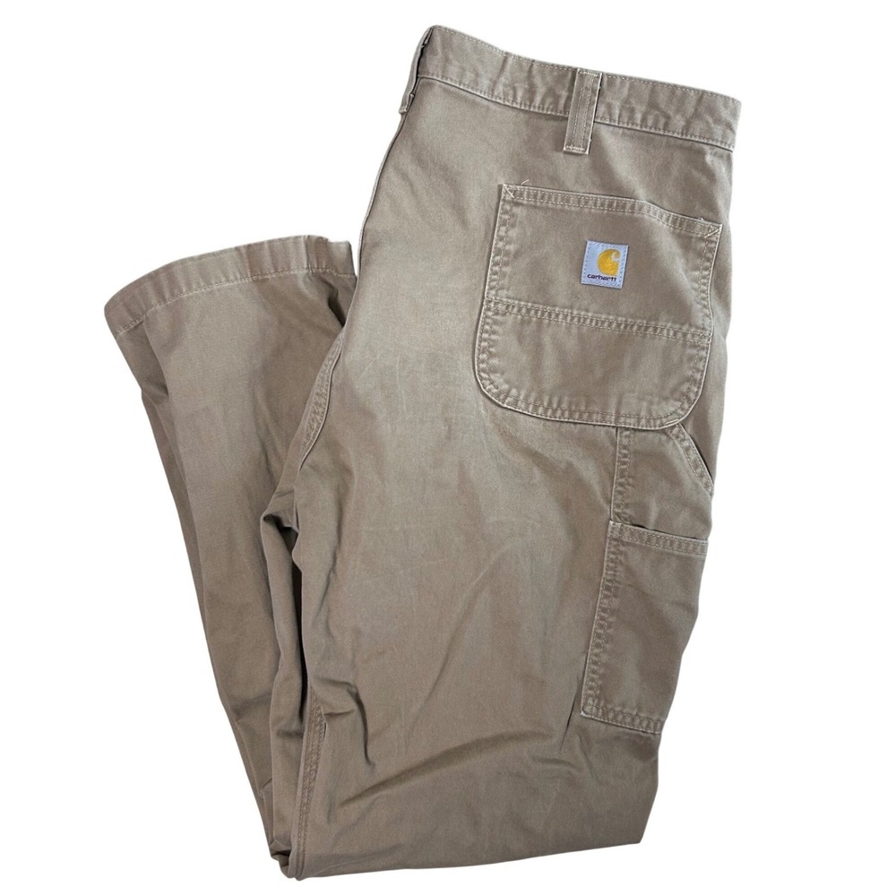 Carhartt Relaxed‎ Fit Carpenter Work Pants Mens 42x32 Tan Khaki Canvas Utility